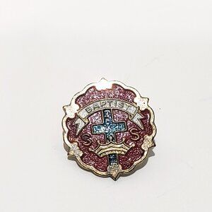 Baptist Sunday School Lapel Pin SS Red Enamel Broadman Supplies 3/4" Christian
